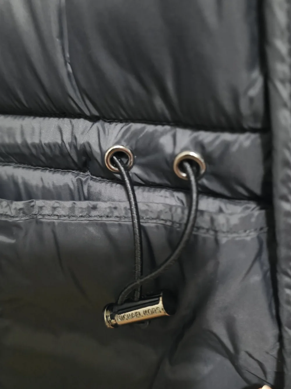 Michael Kors Long Hooded Quilted Puffer Coat - Navy Large